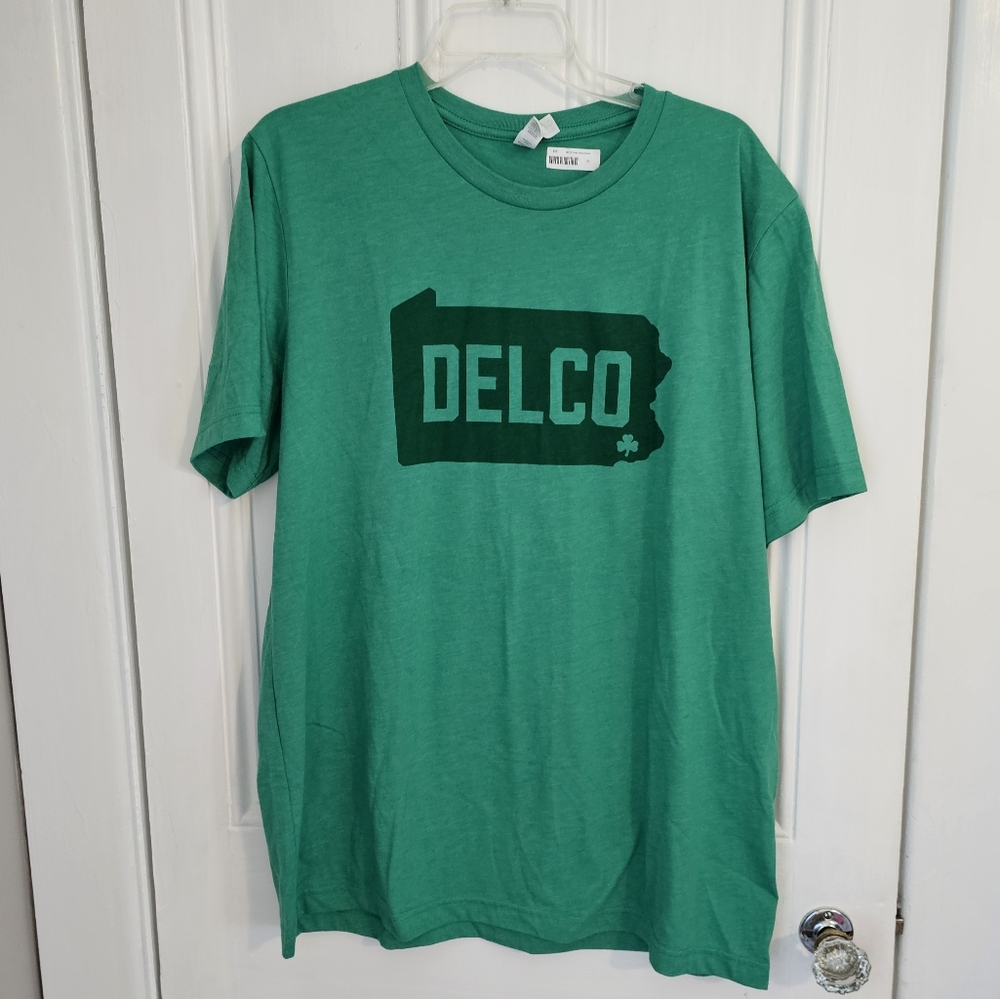 NWT Blue Rooted Delco Lucky Green Clover XL Tee Pennsylvania Irish Philadelphia